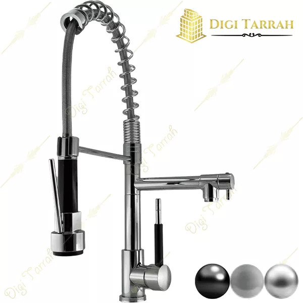 شیرظرفشویی شاوری فنری برند دیکالان Dikalan مناسب آشپزخانه های مدرن و حرفه ای شلنگ انعطاف پذیر با چرخش360درجه